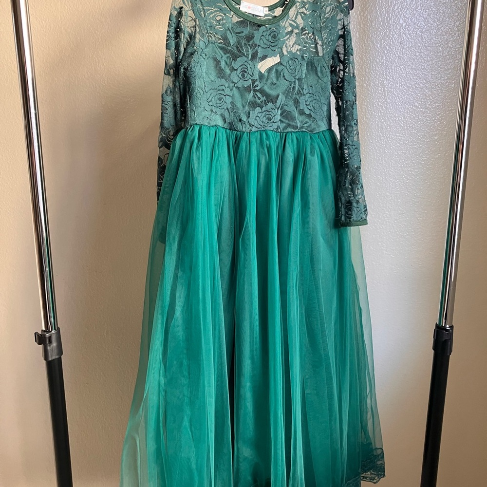 Emerald Green Lace Kids Dress